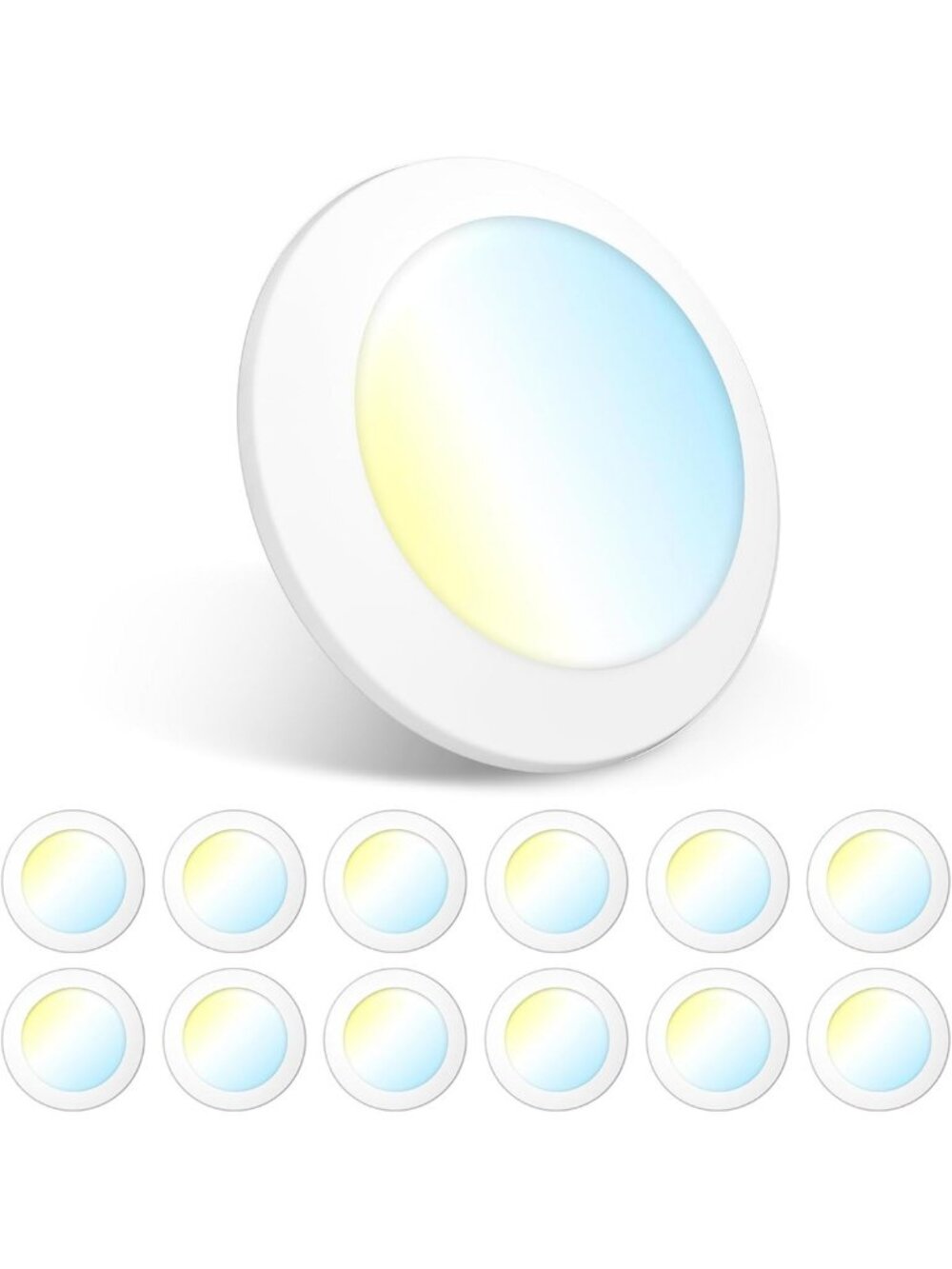 12 Pack Dimmable LED Disk Lights, 5/6 Inch, 5CCT Flush Mount Ceiling Fixtures